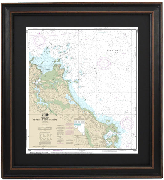 Framed Nautical Chart 13269 - Cohasset and Scituate Harbors. NOAA 13269. Handmade in the USA.