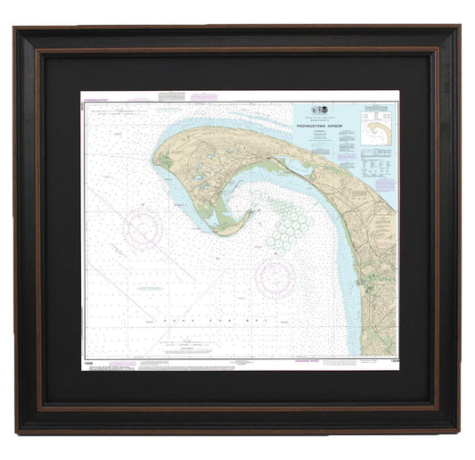 Framed Nautical Chart 13249 - Provincetown Harbor. NOAA 13249. Handmade in the USA.