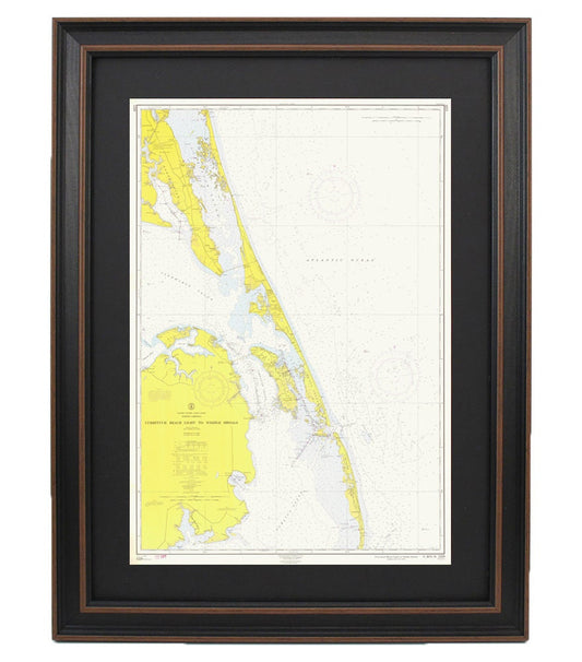 Vintage Outer Banks Nautical Chart 12204 - Currituck Beach Light to Wimble Shoals. 1961 Historical Chart. NOAA 12204. Handmade in the USA.
