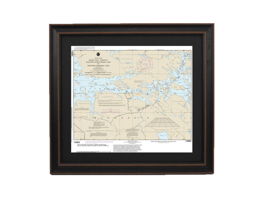 Framed Nautical Chart 14994 - Western Namakan & Eastern Kabetogama Lake, Minnesota. NOAA 14994. Handmade in the USA.