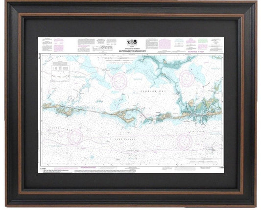 Framed Nautical Chart 11449 - Intracoastal Waterway. Big Spanish Channel to Johnston Key. NOAA 11449. Handmade in the USA.