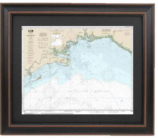 Framed Nautical Chart 11405 - Apalachee Bay. NOAA 11405. Handmade in the USA.