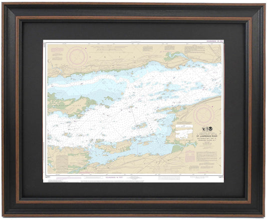 Framed Nautical Chart 14771 - St. Lawrence River, Butternut Bay, Ontario, to Ironsides l., N.Y. NOAA 14771. Handmade in the USA.