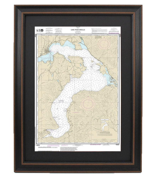Framed Nautical Chart 18554 - Lake Pend Oreille. NOAA 18554. Handmade in the USA.