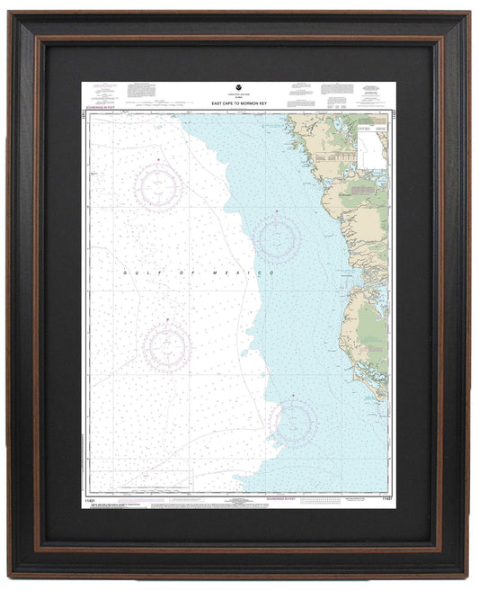 Framed Nautical Chart 11431 - East Cape to Mormon Key. NOAA 11431. Handmade in the USA.