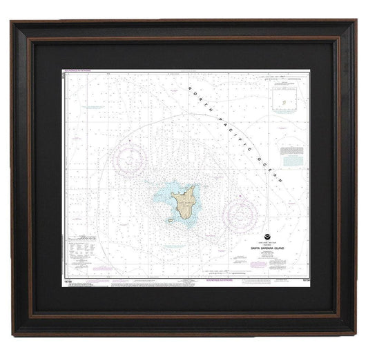 Framed Nautical Chart 18756 - Santa Barbara Island. NOAA 18756. Handmade in the USA.