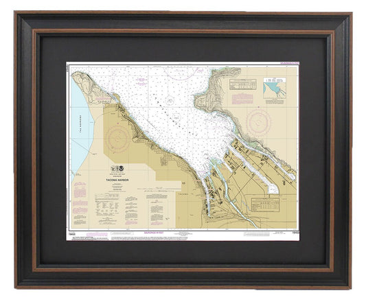 Framed Nautical Chart 18453 - Tacoma Harbor. NOAA 18453. Handmade in the USA.