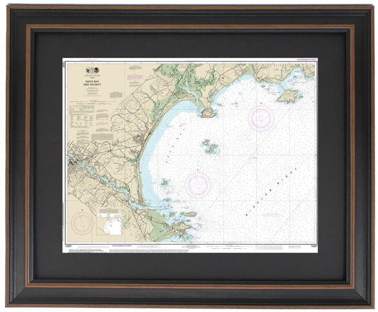 Framed Nautical Chart 13287 - Saco Bay, ME. NOAA 13287. Handmade in the USA.
