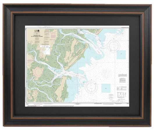 Framed Nautical Chart 11511 - Ossabaw and St. Catherines Sounds. NOAA 11511. Handmade in the USA.