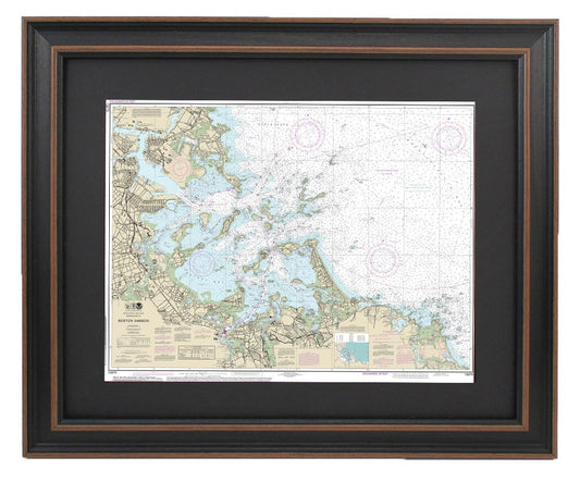 Framed Nautical Chart 13270 - Boston Harbor. NOAA 13270. Handmade in the USA.