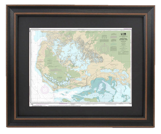 Framed Nautical Chart 11433 - Everglades. Whitewater Bay. NOAA 11433. Handmade in the USA.
