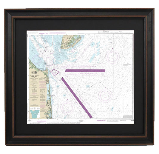 Framed Nautical Chart 12214 - Cape May to Fenwick Island. NOAA 12214. Handmade in the USA.