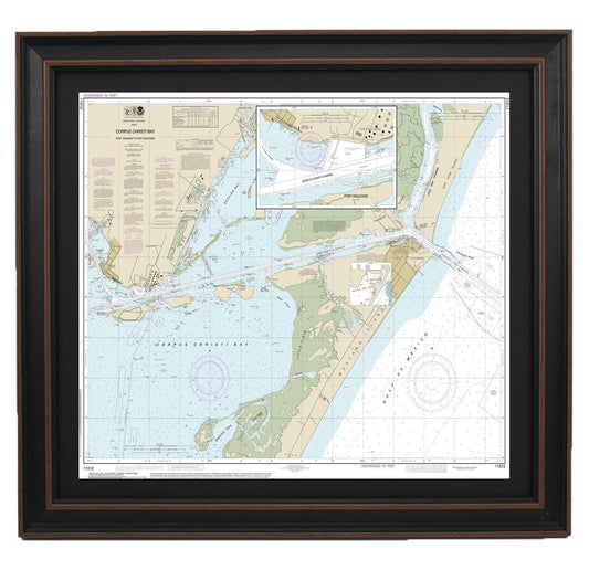 Framed Nautical Chart 11312 - Corpus Christi Bay. Port Aransas to Post Ingleside. NOAA 11312. Handmade in the USA.