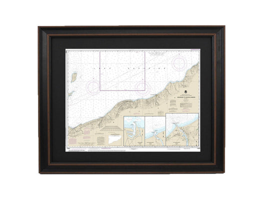 Framed Nautical Chart 14965 - Redridge to Saxon Harbor, Lake Superior. NOAA 14965. Handmade in the USA.