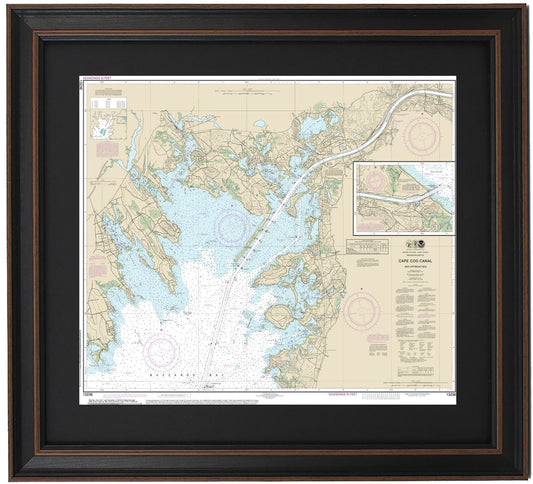 Framed Nautical Chart 13236 - Cape Cod Canal, MA. NOAA 13236. Handmade in the USA.