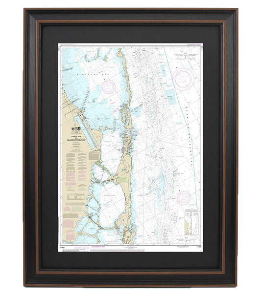 Framed Nautical Chart 11463 - Sands Key to Blackwater Sound. NOAA 11463. Handmade in the USA.