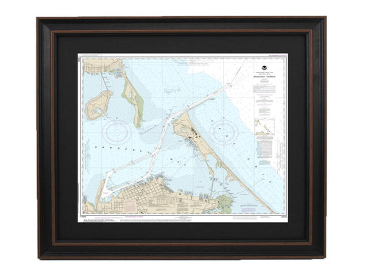 Framed Nautical Chart 14845 - Lake Erie, Sandusky Harbor NOAA 14845. Handmade in the USA.