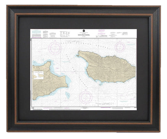 Framed Nautical Chart 18728 - Santa Cruz Channel. NOAA 18728. Handmade in the USA.