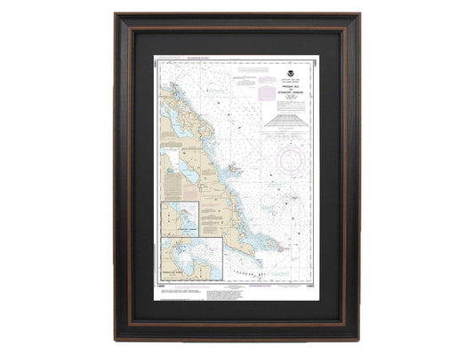 Framed Nautical Chart 14869 - Lake Huron Presque Isle & Stoneport Harbors. NOAA 14869. Handmade in the USA.