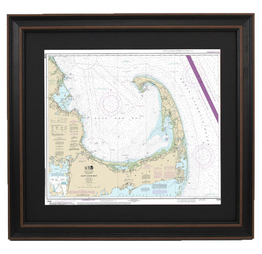 Framed Nautical Chart 13246 - Cape Cod Bay. NOAA 13246. Handmade in the USA.